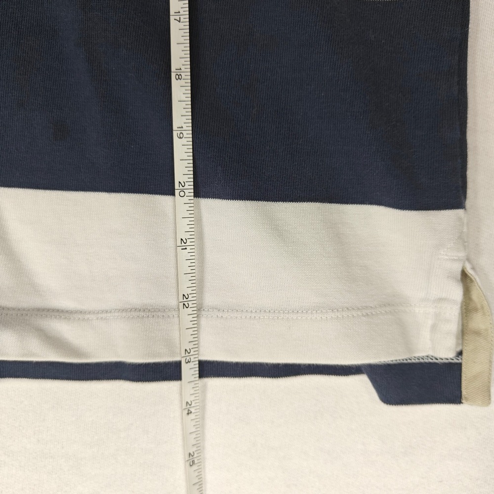 LL Bean Signature Womens Navy White Striped Rugby Shirt Cotton M 521790 - Picture 6 of 6